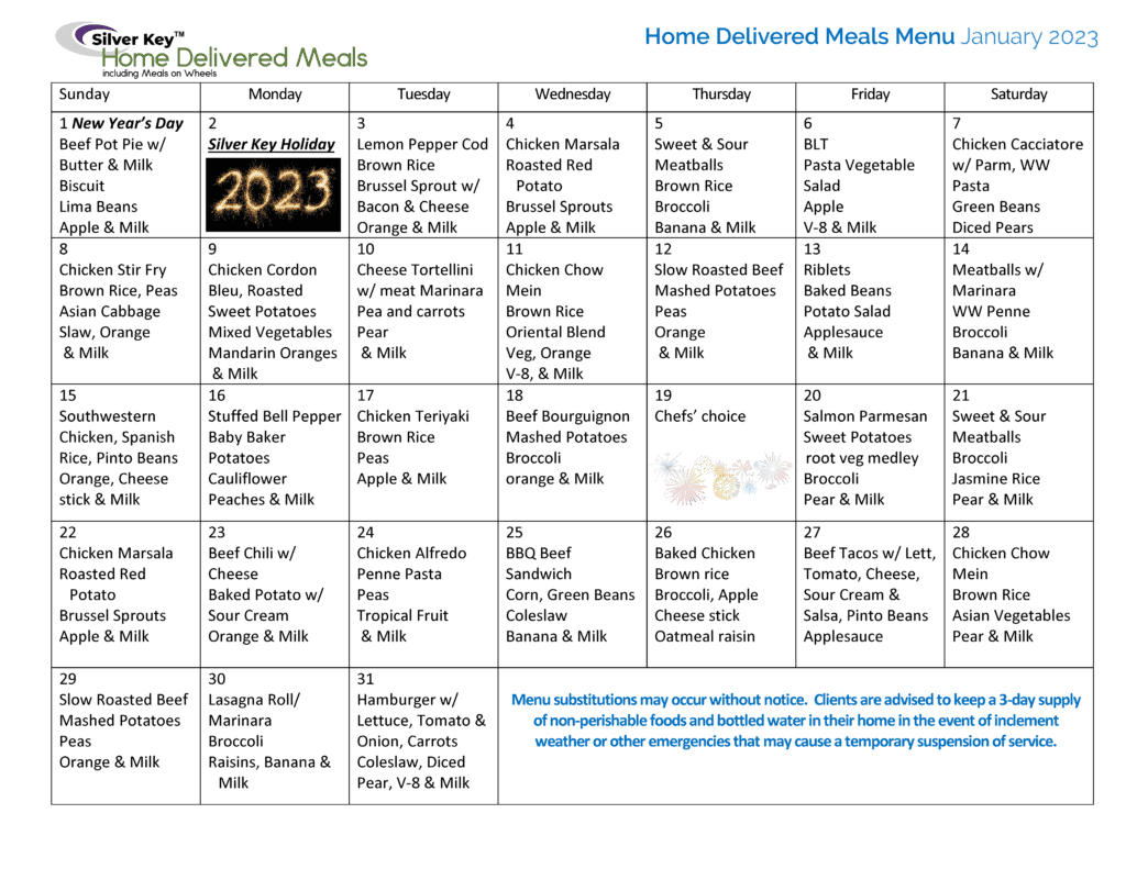 Home Delivered Meals Including Meal On Wheels - Silver Key Senior Services