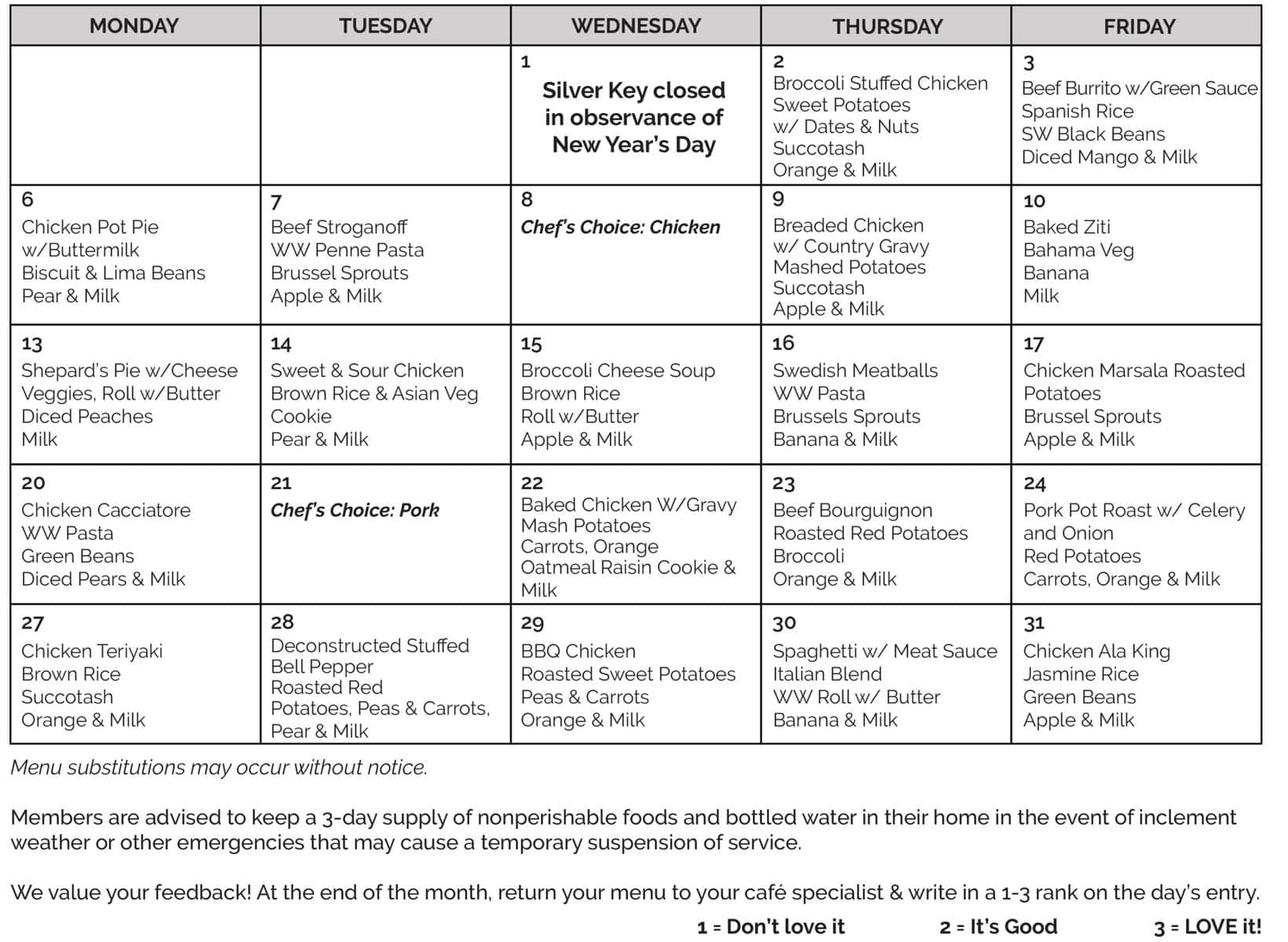 Connections Cafe Menu January